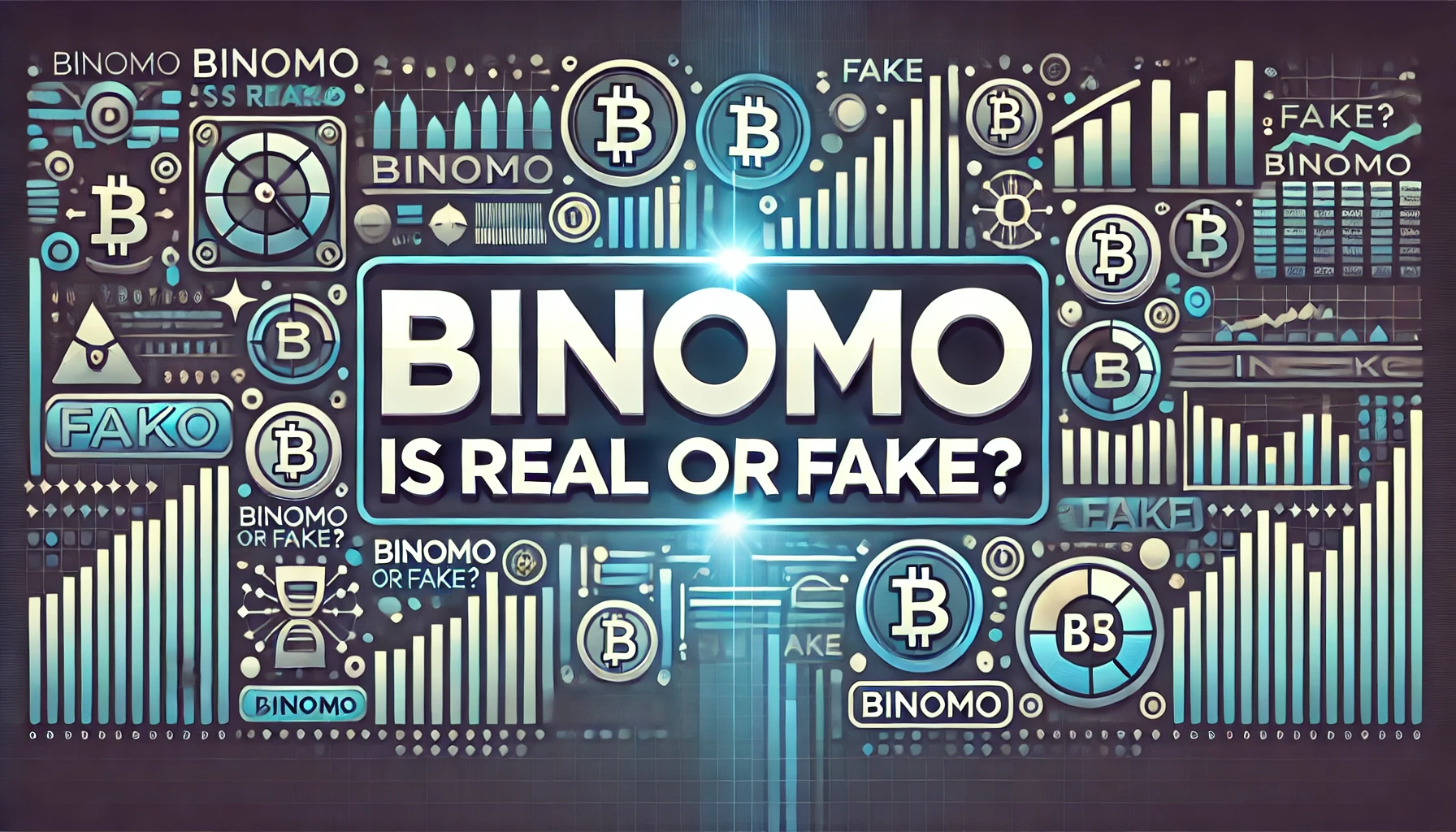Binomo is Real or Fake? Article Featured Image with financial symbols in background