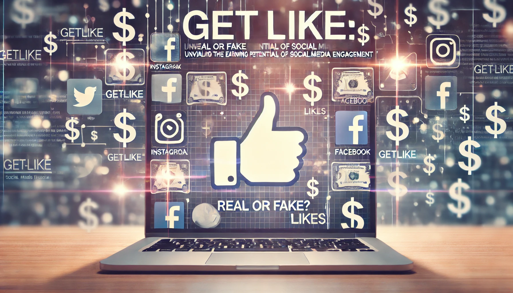 GetLike: Real or Fake? Unveiling the Earning Potential of Social Media Engagement - Featured Image with social media icons and dollar signs