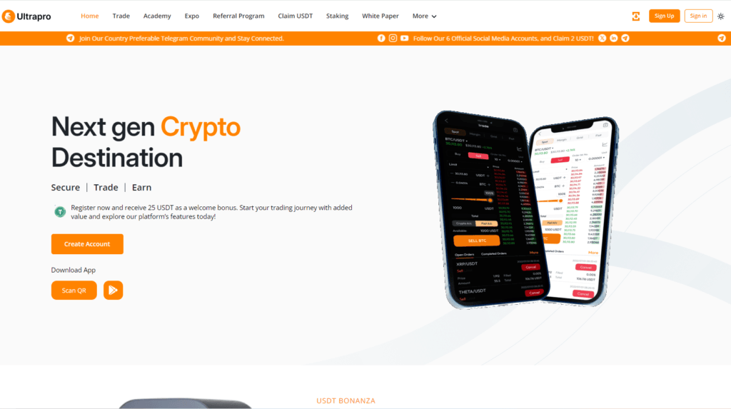 screenshot of Homepage of Official Website of Ultrapro