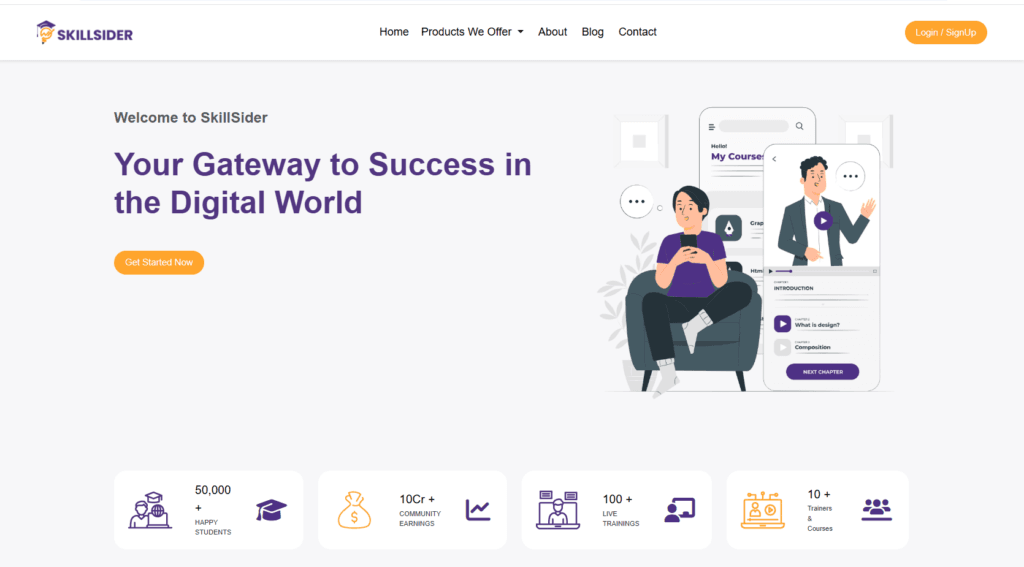screenshots Homepage of Official Website of skillSider