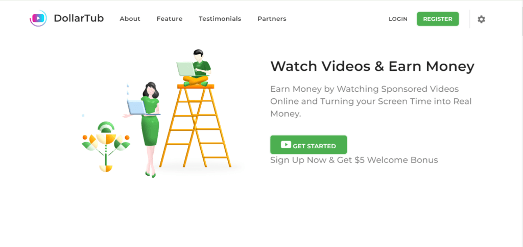 Screenshot Homepage of official website of DollarTub