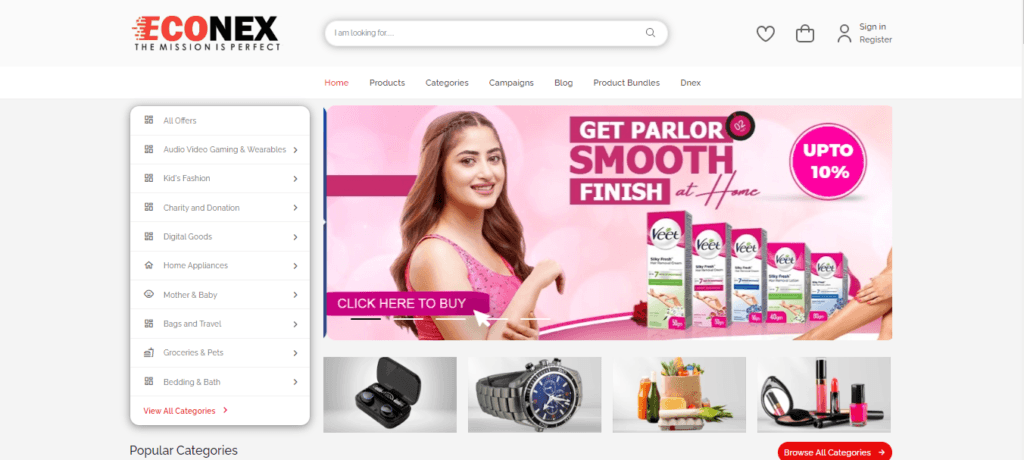 Screen shot Homepage of official website of Econex