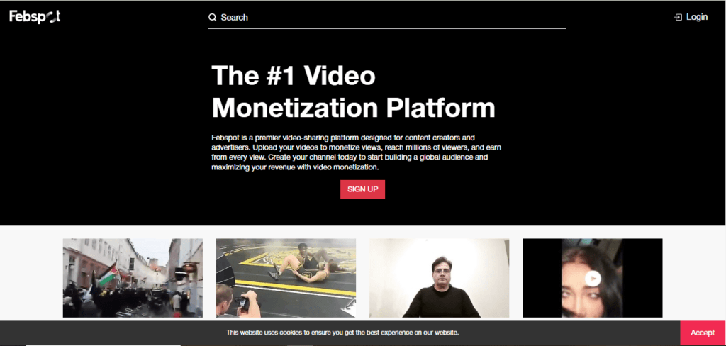 Screen shot Homepage of official website of Febspot