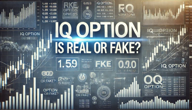 IQ Option is Real or Fake? Featured image with trading charts and finance symbols