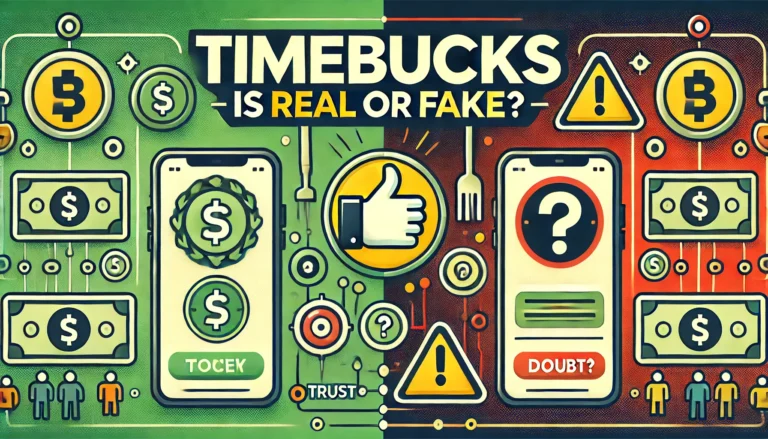 Featured image for article titled 'TimeBucks is Real or Fake?' showing a comparison between a legitimate and suspicious online earning platform with the heading in bold font.