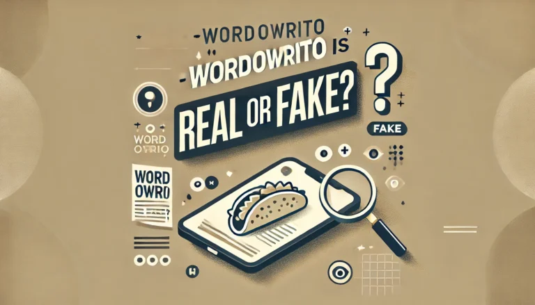 Featured image with the heading "WordoWrito Is Real or Fake?" displayed prominently on a clean background with digital icons representing analysis.