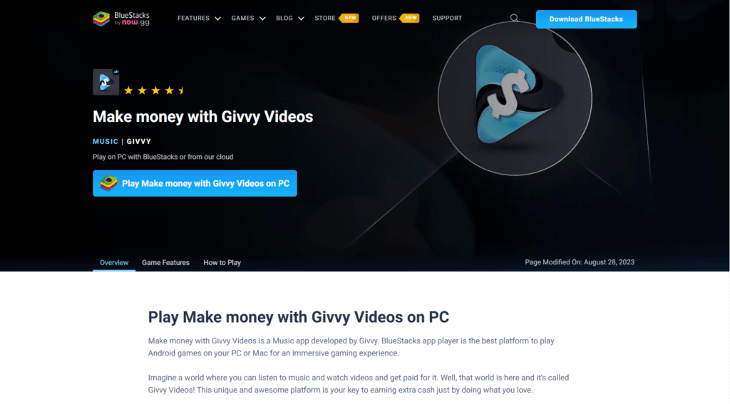 screenshot Homepage of Official Website of Givvy Videos