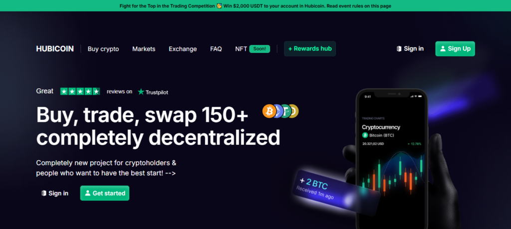 Screenshot of Homepage of Official Website of Hubicoin