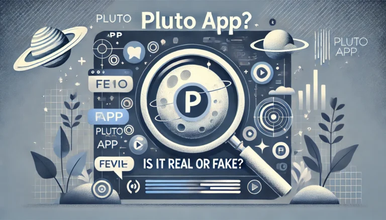 Featured image for the article 'Pluto App: Is it Real or Fake?' with an investigative background and title text prominently displayed.